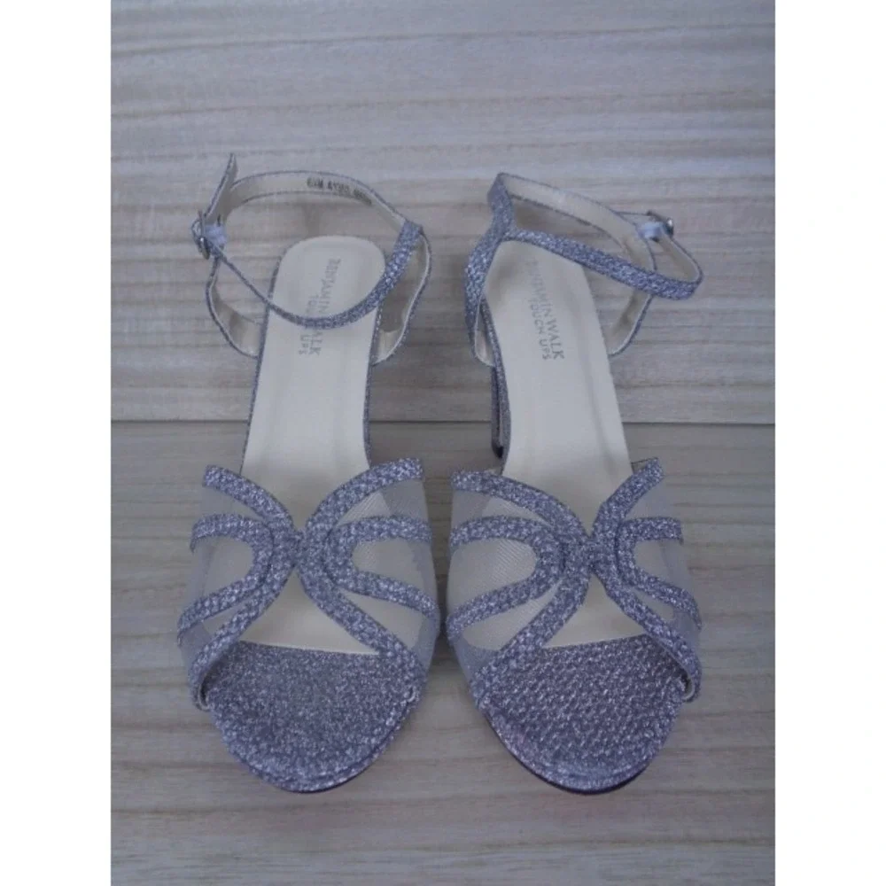 Touch Ups by Benjamin Walk Anya Silver‎ Glitter Platform Sandals Womens Size 6.5